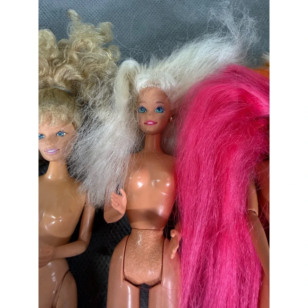 Vintage Mattel Barbie Doll Lot of 6 Neon Pink Hair 1990s Indonesia OOAK Repair